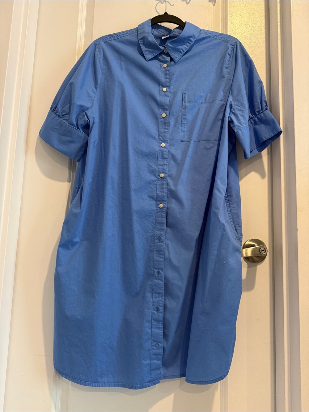 H&M Blue Button-Front Shirt Dress